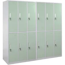 Mendler Schließfach Boston T829, Schließfachschrank Wertfachschrank Spind, Metall 12 Fächer ~ grün