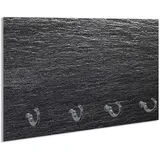 Wallario Schlüsselbrett Muster schwarz-weiße Steintafel Optik, (inkl. Aufhängeset), 30x20cm, aus ESG-Sicherheitsglas schwarz