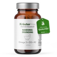 Kräutermax Omega-3-Fettsäuren 1000 mg, Vitamin D3 2000 IE und K2 Kapseln 90 St