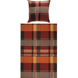 Erwin Müller warme Bettwäsche, Bettgarnitur Flanell Karo rot-braun Größe 80x80 cm) / pflegeleicht, bügelleicht, 100% Baumwolle, mit Reißverschluss (weitere Größen)