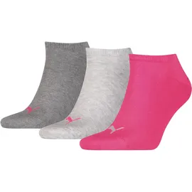 Puma Sneaker Socken Gr. 35 - 49 Unisex für Damen Herren Füßlinge 656 - middle grey mélange/pink, 39-42