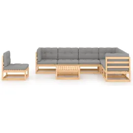 vidaXL 8-tlg. Garten-Lounge-Set mit Kissen grau