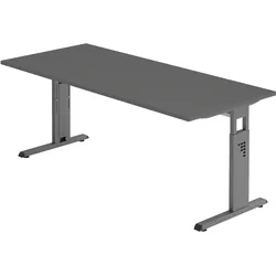 Hammerbacher-Schreibtisch C-Fuß 180x80cm Graphit/Graphit-VOS19/G/G