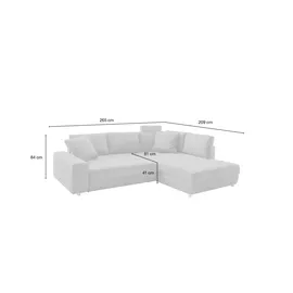 bobb Ecksofa Arissa de Luxe ¦ grau ¦ Maße (cm): B: 265 H: 84 T: 215.0