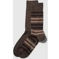 Socken mit Label-Detail im 2er-Pack Modell 'DUO STRIPE SOCK', Beige Melange, 39-42