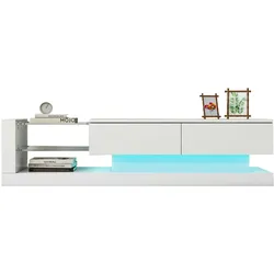 Merax Stilvoller weißer Hochglanz-TV-Schrank - 1,4 Meter lang, 16-farbige LED-Beleuchtung - für 60-Zoll-TV