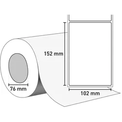 Versandetiketten für DHL/GLS/FedEx/UPS – Generigo® TT (Vellum-Papier) 102 mm x 152 mm / permanent / 76 mm Kern / 950 Etiketten je Rolle MKZ 10011 / 50011