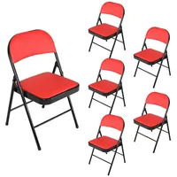 Hti-Living Klappstuhl Kunstleder Gestell Schwarz 6er-Set