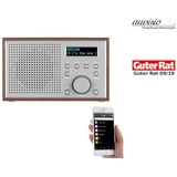 Auvisio Radiowecker: WLAN-Internetradio mit Holzdesign-Gehäuse, 2 Weckzeiten & App, 10 Watt