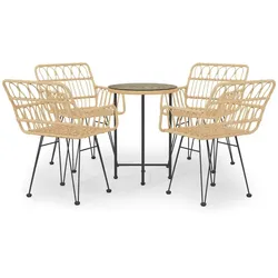 vidaXL 5-tlg. Garten-Essgruppe Poly Rattan
