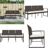 Gartenbank 3-sitzer Mit Kissen Braun Pp-rattan - Gartenbank -  Gartenbänke - Home & Living