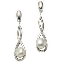 ZEEme Paar Ohrhänger »925 Silber rhodiniert mit Perle weiß und Zirkonia«, 311000-0 weiß weiß