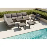 OUTFLEXX Dining-Lounge, anthrazit/grau, Alu/Spraystone/Olefin, 130 x 75 cm, h√∂henverstellbarer Tisch