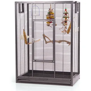 Montana Cages Vogelkäfig Melbourne I - Antik, Vogelkäfig - erweiterbare Voliere für Sittiche, Kanarienvögel & Finken grau