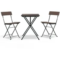 vidaXL 3-tlg. Bistro-Set Klappbar Braun Poly Rattan