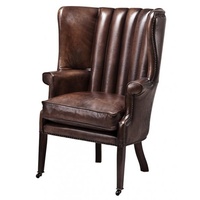 Luxus Echtleder Ohrensessel Elegance Chesterfield Vintage Dunkelbraun - Sessel mit echtem Leder