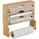 Relaxdays Folienspender Küchenrollenhalter, Braun