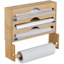 Relaxdays Folienspender Küchenrollenhalter, Braun