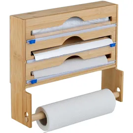 Relaxdays Folienspender Küchenrollenhalter, Braun