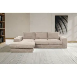 Ecksofa WERK2 "Rozzana Design Ecksofa mit hohem Komfort, zeitlos & elegant, L-Form", beige (natur), B:280cm H:86cm T:190cm, 100% PES, Sofas, in kuschelweichen Trendstoffen Cord, Breitcord und Plüsch