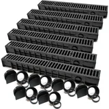 Wiltec Entwässerungsrinne 6x1 m schwarz