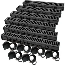 Wiltec Entwässerungsrinne 6x1 m schwarz