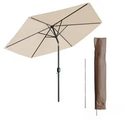 Oskar Sonnenschirm 270cm beige inkl Schutzhülle Gartenschirm Terrassenschirm