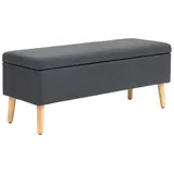MC Star Polsterbank mit Stauraum, Bettbank in Leinenoptik, Kautschukholz (110 x 39 x 45 cm, Dunkelgrau) grau