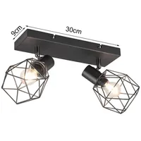 MeineWunschleuchte Deckenstrahler, Schwarz, Metall, E14, 30x14x9 cm, Lampen &