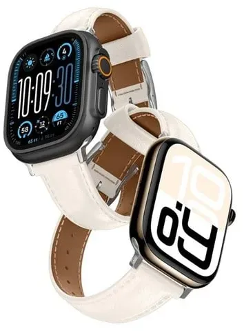 Class Band Leather Strap for Apple Watch 45 / 46 / 49 mm - Light Beige