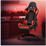 ML-Design Gamingstuhl mit Fußstütze Schwarz/Rot, aus Kunstleder ergonomisch