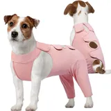 Kuoser Hundebody Nach Op, Hundebody Nach op Body für Hund Kastration Rüde Hündin, Erholungsanzug Hund, Hundeschenkel Schutz Bodysuit, Anti-Wundlecken Op Body Hunde, Hund Halskrause Alternative,Rosa XS