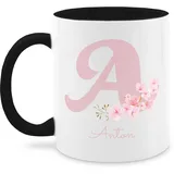 Tasse Tassen 325ml - Anfangsbuchstabe Name - Personalisierte Geschenke mit Anfangsbuchstaben I Geschenkideen mit Namen - 325 ml - Schwarz - namenstassen buchstabe kaffeetasse personalized coffee mug