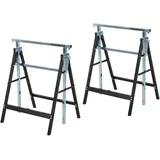 Set Aus 2 Klappbaren Werkböcken, Tragkraft 200 Kg, Höhenverstellbar Von 80 Bis 130 Cm, Platzsparende Teleskop-stahlstützen Für Heimwerkerarbeiten, Garage Und Garten, Schwarz