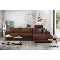 KAWOLA Sofa LOLA Ecksofa XL Leder braun mit motorischer Relaxfunktion