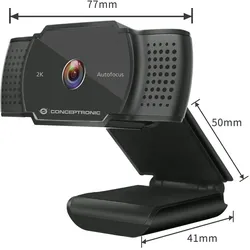 Conceptronic AMDIS 2K-Super-HD-Autofokus-Webcam mit Mikrofon