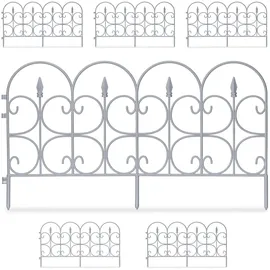 Relaxdays Beetzaun Kunststoff 12er Set Grau