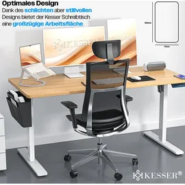 Kesser KESSER® Höhenverstellbarer Schreibtisch elektrisch Ergonomisch Steh-Sitz Schreibtisch 3-Funktions-Memory Steuerung Inkl. 360° Rollen USB-Ladeanschluss Computertisch für Homeoffice