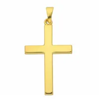 Kreuzkette ADELIA ́S "Halskette - Kreuzkette mit Kreuz Anhänger aus 585 Gold", gold, Halsketten, Damen, Gelbgold 585 Gold, Gelbgold 585, Gold, Kreuzkette, Schmuckset mit bis 45 cm stufenlos verstellbarer 925 Silber Halskette