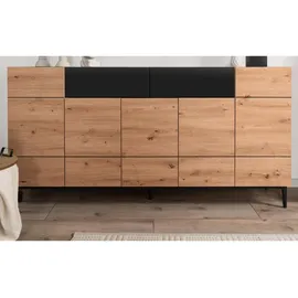 furn.design Sideboard Liam 180 x 90 cm Eiche Artisan / Schwarz