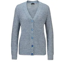 GOLDNER Langarm Strickjacke mit V-Ausschnitt Blau 50