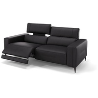 Sofanella 3-Sitzer 3-Sitzer TERAMO Ledercouch Relaxsofa Sofa schwarz 216 cm x 89 cm x 101 cm