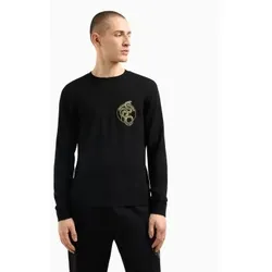 Armani Exchange für Herren. XM000188AF11982UC001 Schwarzer Pullover mit Rundhalsausschnitt (XS), Lässig, Acryl