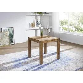 Wohnling Esstisch sheesham quadratisch, 4-Fuß-Gestell sheesham, 80,0 x 80,0 x 76,0 cm