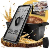 besok Brotbackform mit Deckel inkl. Rezeptheft - 28cm Gusseisen Backform Brot backen Zubehör - Kastenform Brot, Toastbrot Backform, Kasten Brotform,