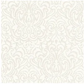 Profhome Barock Tapete Ornament 0,53 m x 10 m 5,33 m2 Beige/Weiß 961935-GU
