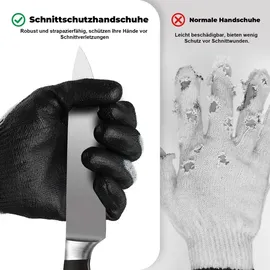 Tacklife Mustbau Schnittschutz Handschuhe Level 3 Schutz für Küche, Garten & Baustelle, Größe XL,3 Paar