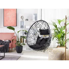 Beliani Hängesessel Alatri Polyrattan Schwarz,