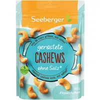 Seeberger Cashewkerne geröstet 5er Pack: Knackige Cashew Nüsse schonend veredelt - proteinreicher Powersnack ohne Salz, vegan (5 x 150 g)