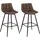 Woltu Barhocker 2er Set Designer Barstuhl Hocker Tresenhocker Bistrohocker mit Fußstütze Kunstleder Metall Braun
